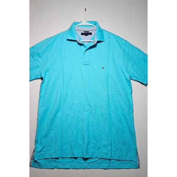 Tommy Hilfiger Polo Shirt Men’s Large Blue Short Sleeve Casual New Without Tags - Picture 1 of 3